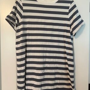 Striped Gray and White T-Shirt Dress